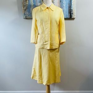 EMMA JAMES Women 2PC Yellow Linen Skirt Suit Size 10